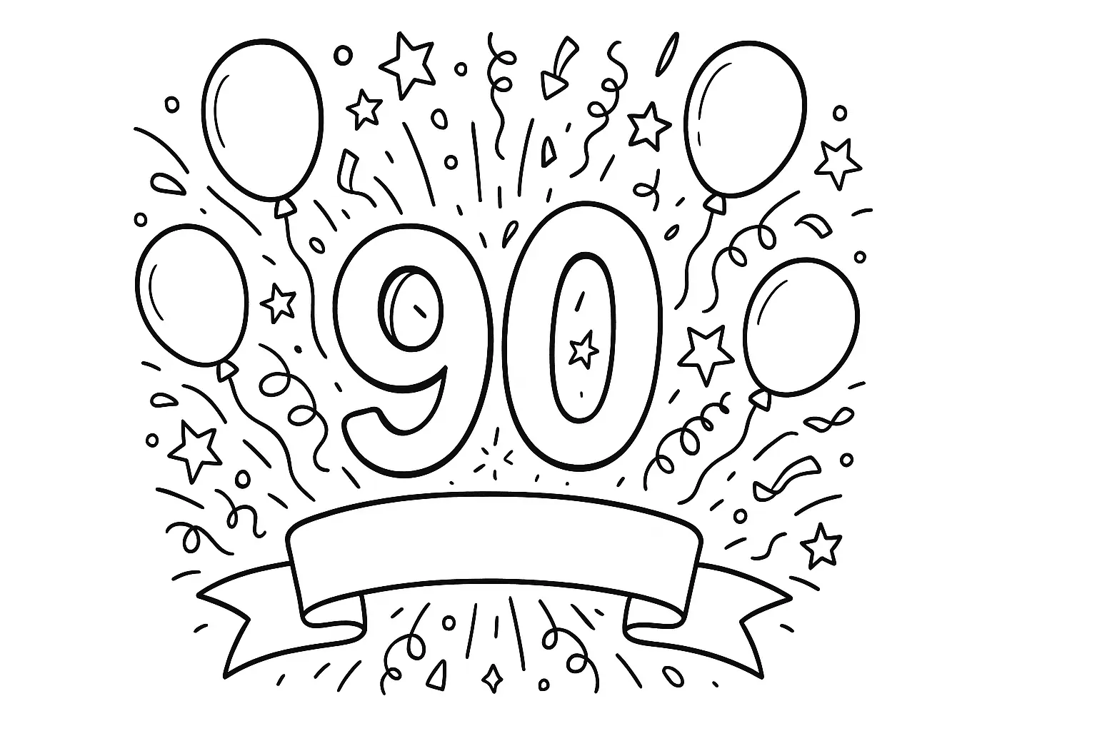 Große Zahl, viele Ballons – Jubiläumsvorlage zum Ausdrucken