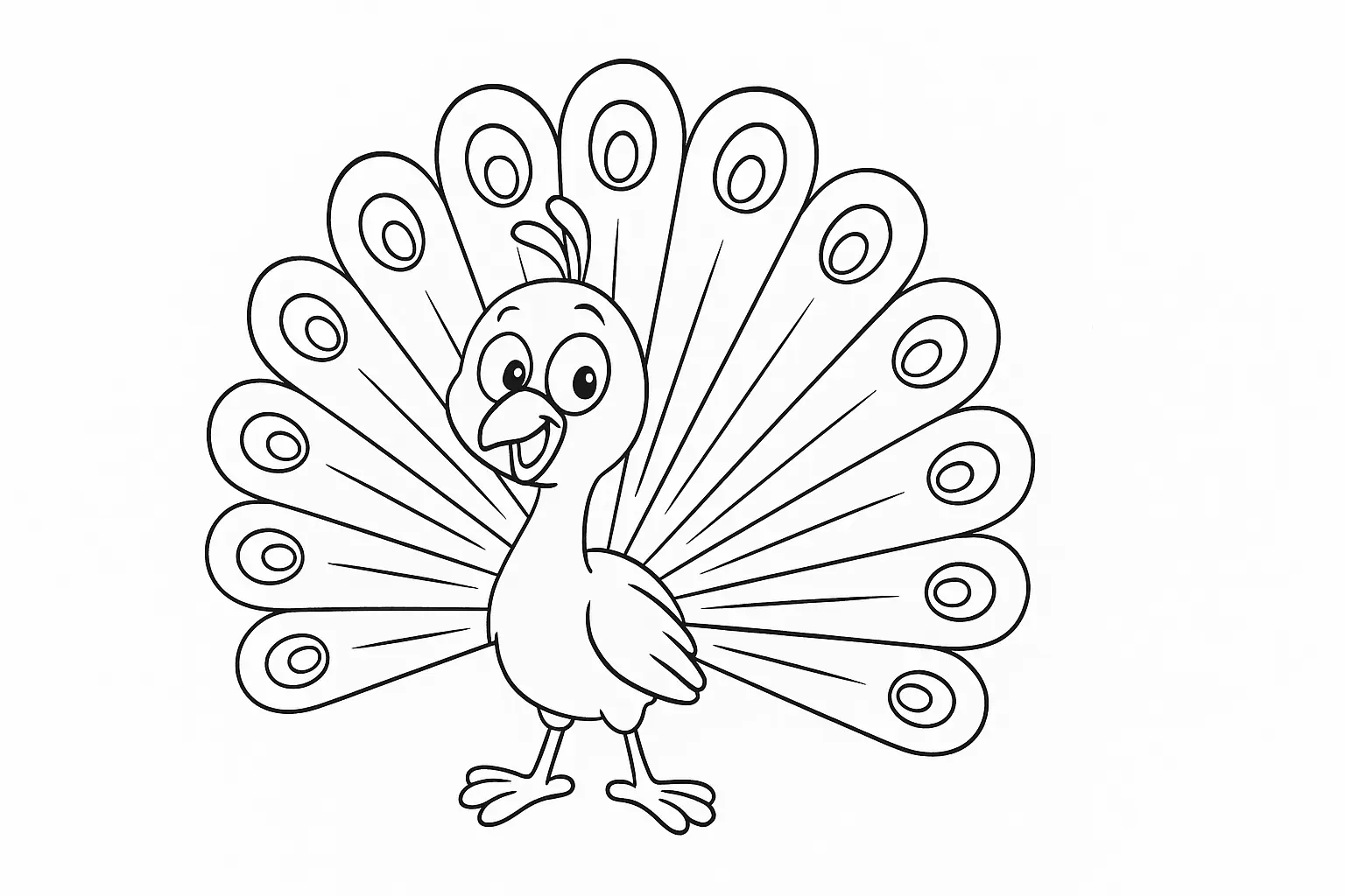 Farbenfrohes Pfau Ausmalbild jetzt kostenlos ausdrucken