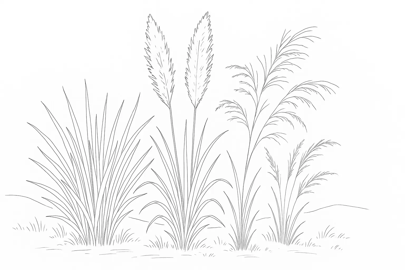 Botanisches Motiv – Ziergräser als ruhige Ausmalvorlage