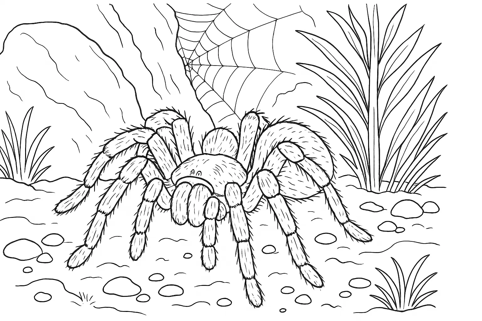 Vogelspinne Ausmalbild für Kinder – jetzt kostenlos herunterladen