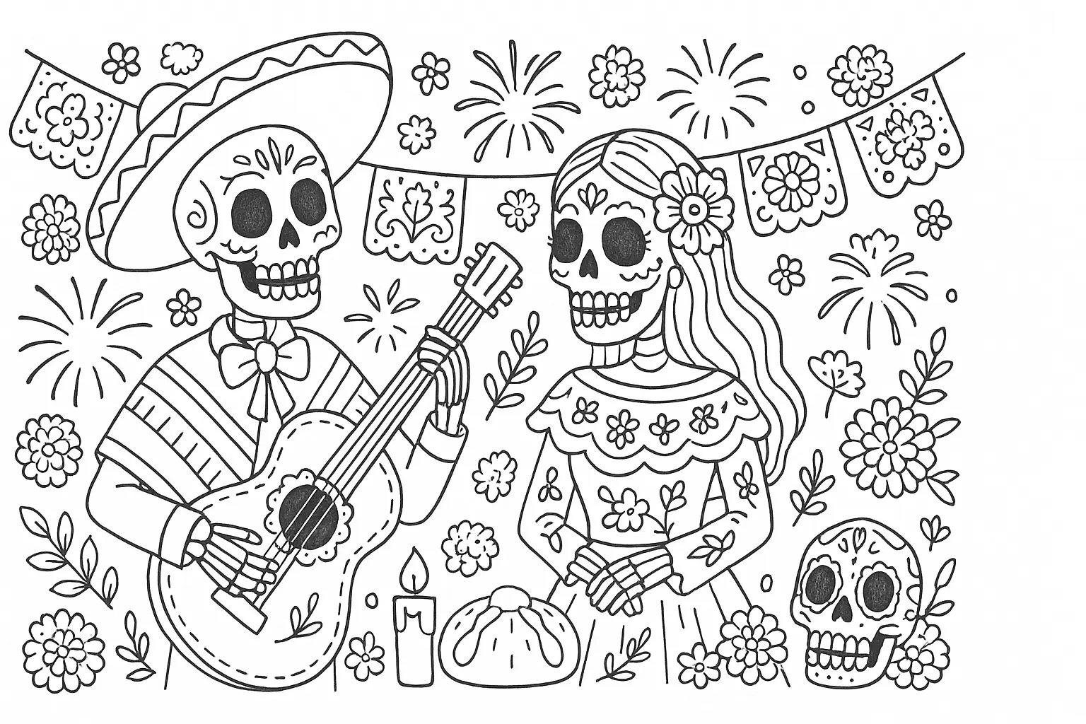 Kulturelles Ausmalmotiv zum Tag der Toten – kostenlos (PDF)
