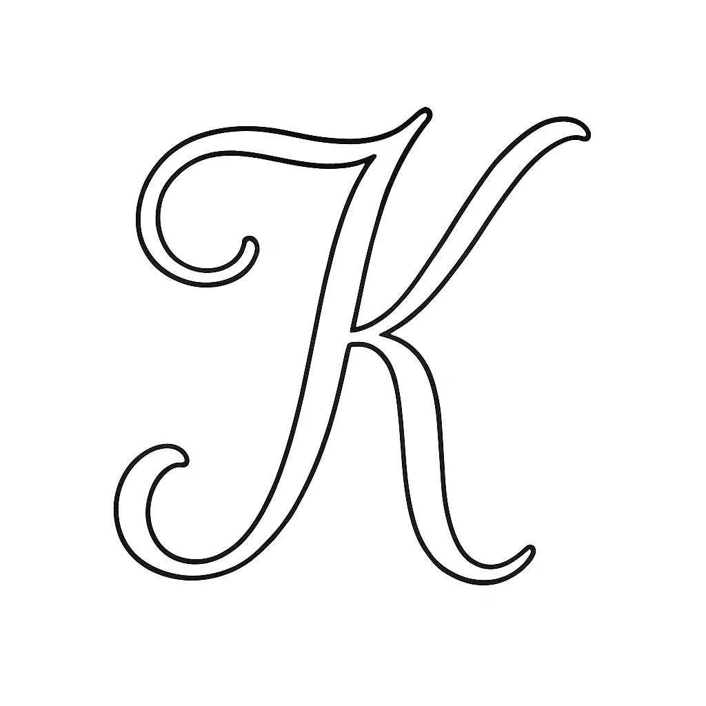 Buchstabe K in Schreibschrift – PDF-Ausmalbild für Kinder