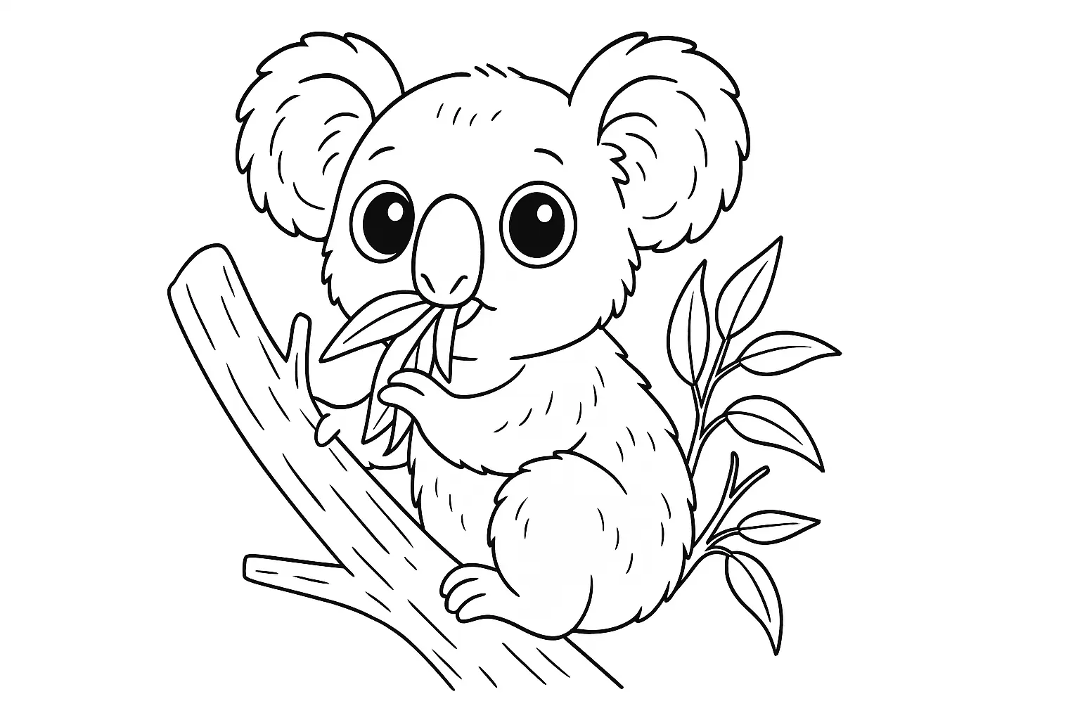 Süßer Koala als Ausmalbild – Tier-Motiv gratis downloaden