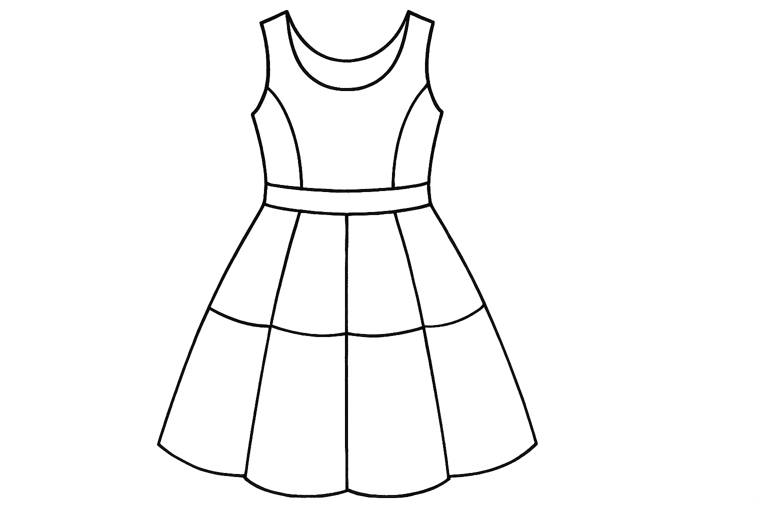 Kleid Ausmalbild – Mode zum Gestalten & Entwerfen (PDF)