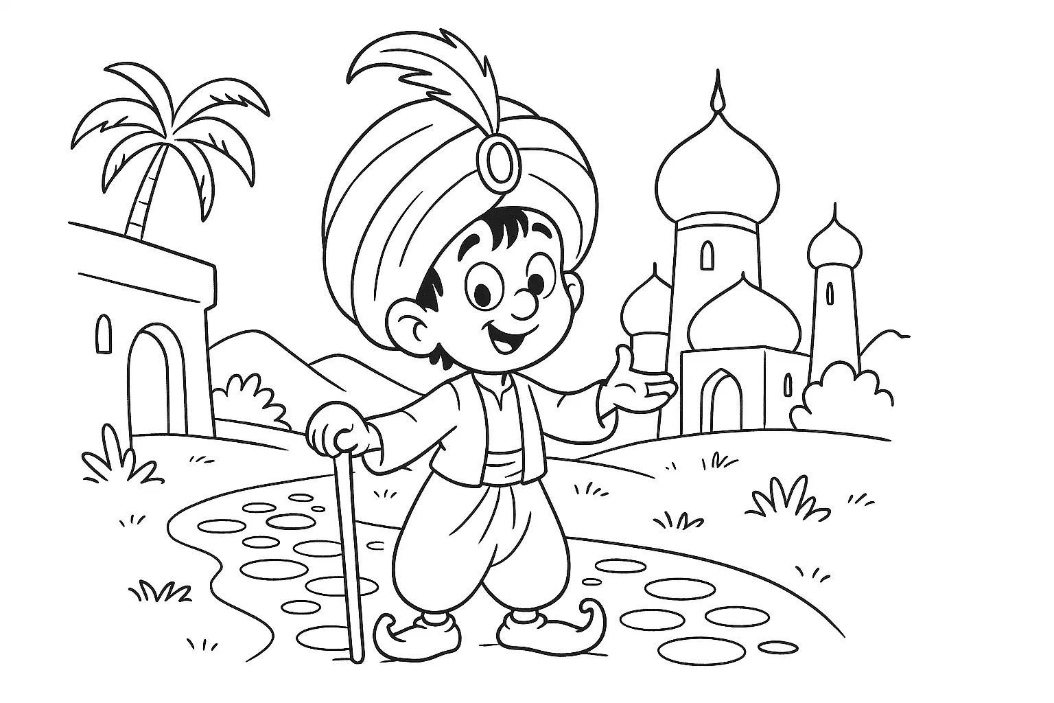 Ali Baba – Ausmalbild aus dem Märchen 1001 Nacht