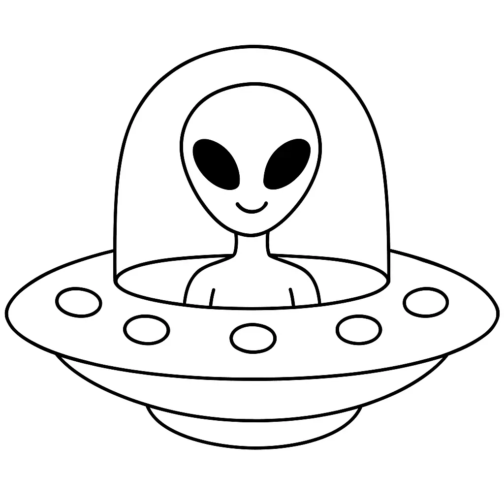 Alien-Raumschiff Ausmalbild – spannende Malvorlage für Kinder entdecken