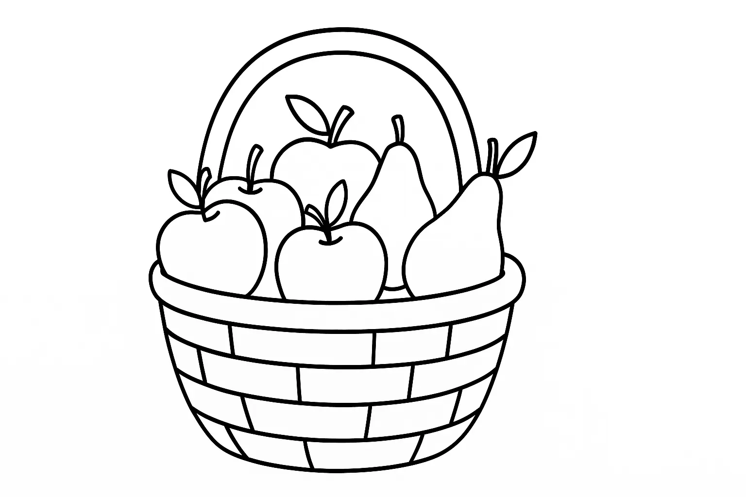 Korb mit Äpfeln und Birnen Ausmalbild – gratis Malvorlage