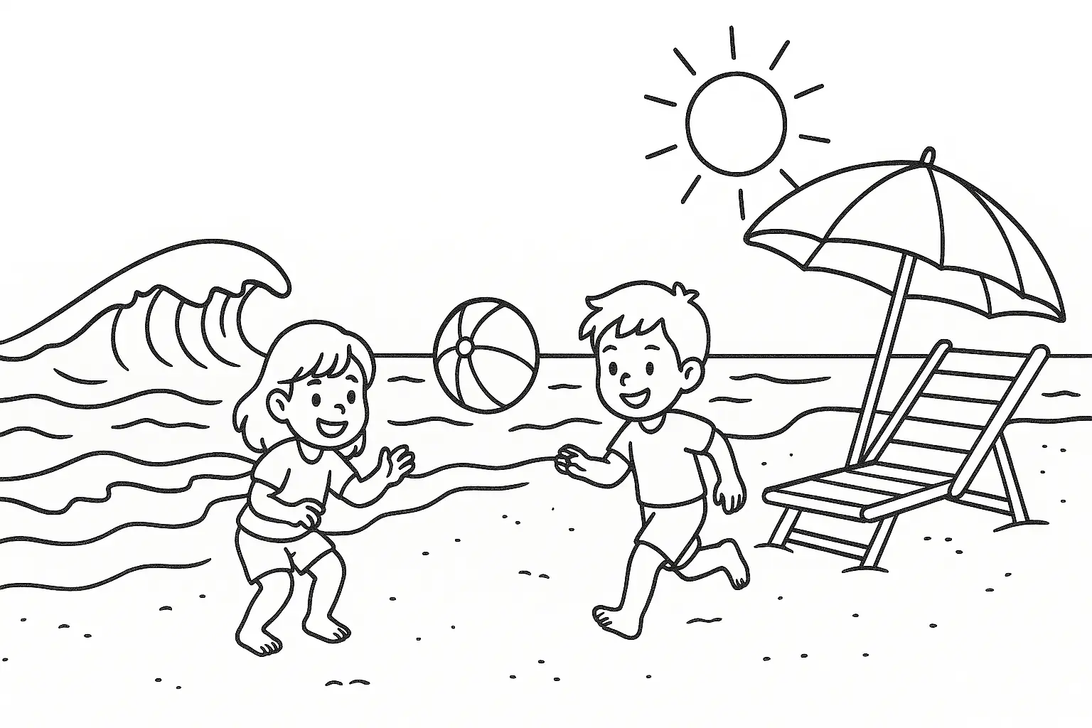 Strand mit spielenden Kindern