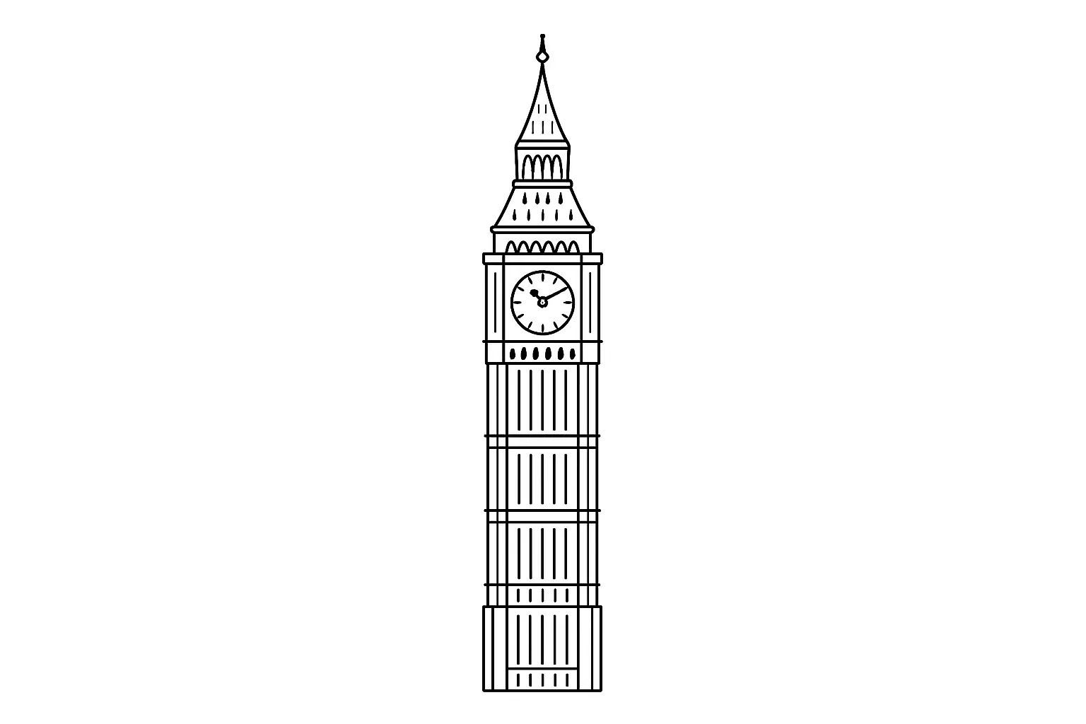 Big Ben Malvorlage: Gratis Ausmalbild als PDF zum Download