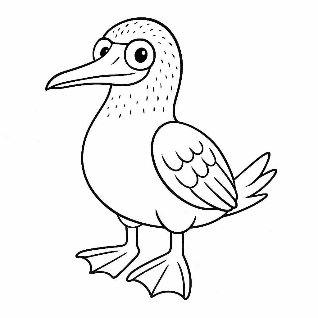 Tölpel mit großen Augen – Ausmalvorlage für Kinder als PDF