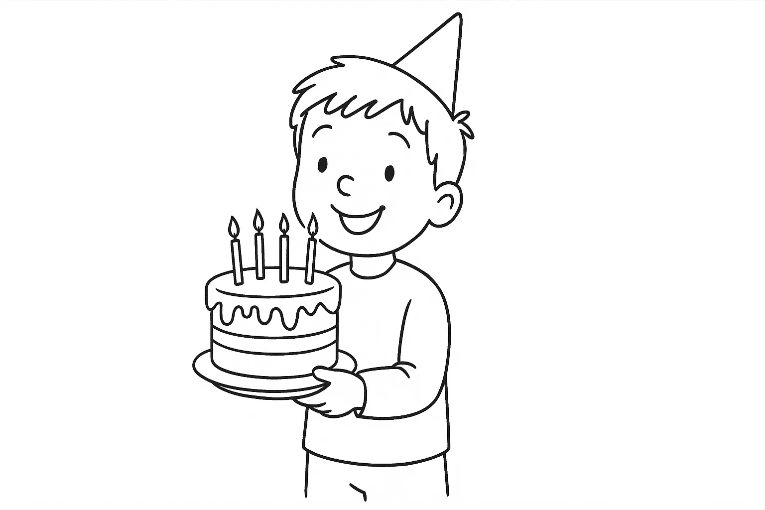 Geburtstagstorte Ausmalbild kostenlos zum Ausdrucken