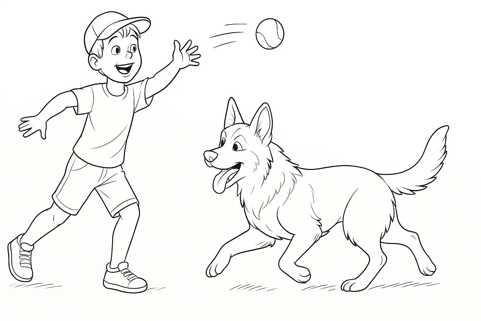 Junge und Schäferhund beim Spielen