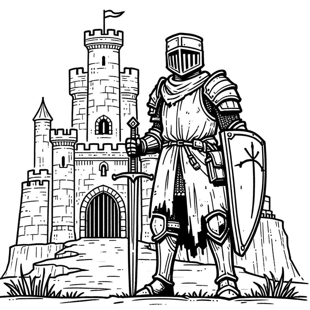 Brave Knight Guards the Majestic Castle
