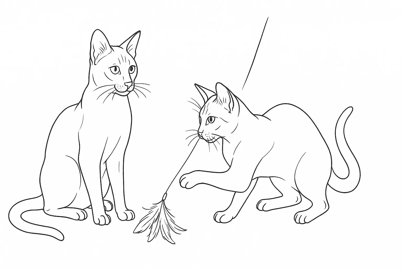 Katzen Ausmalbild – Zwei spielende Katzen jetzt ausmalen