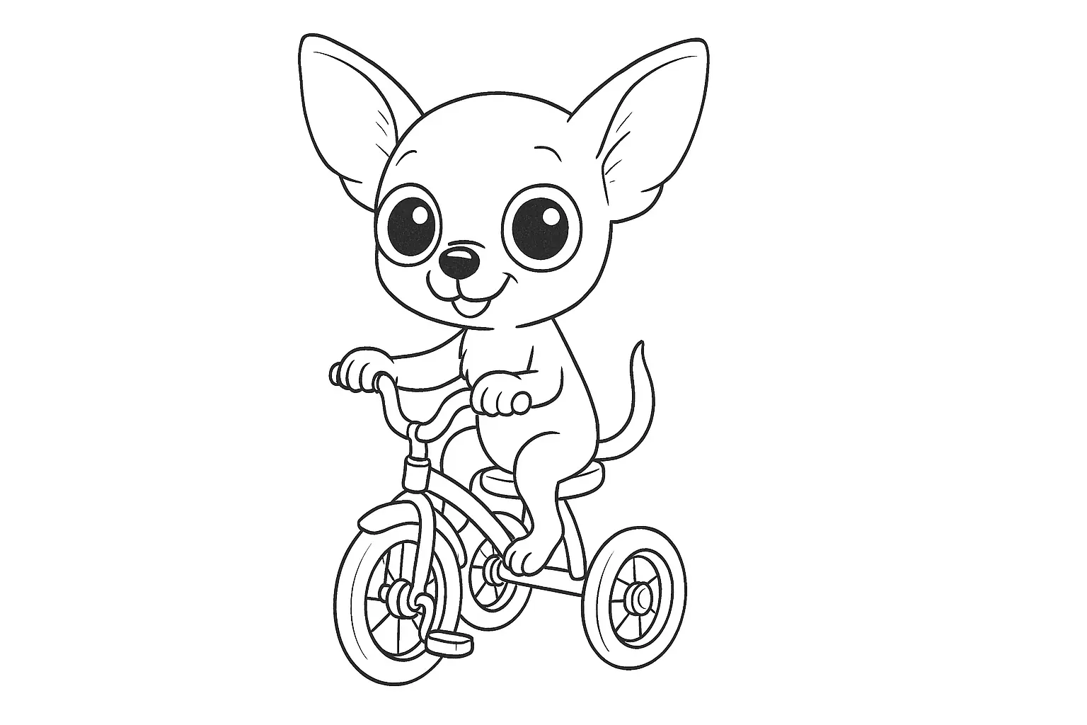 Chihuahua auf Dreirad – Ausmalbild mit Spaßfaktor