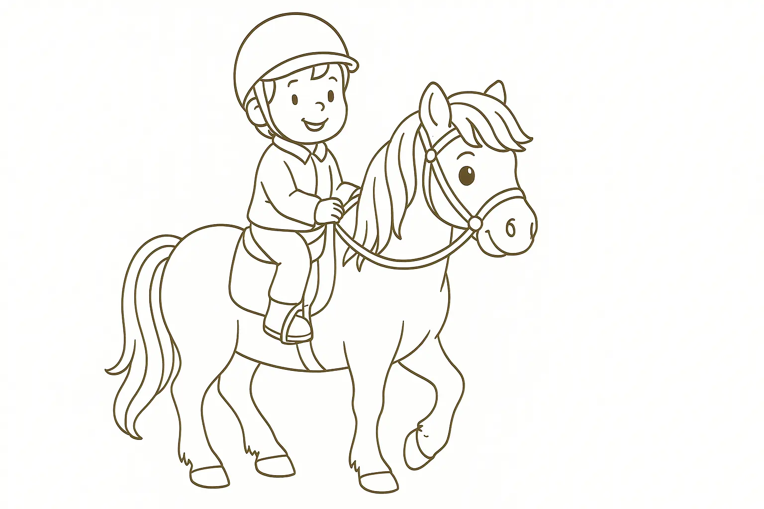 Kind reitet glücklich auf einem Pony