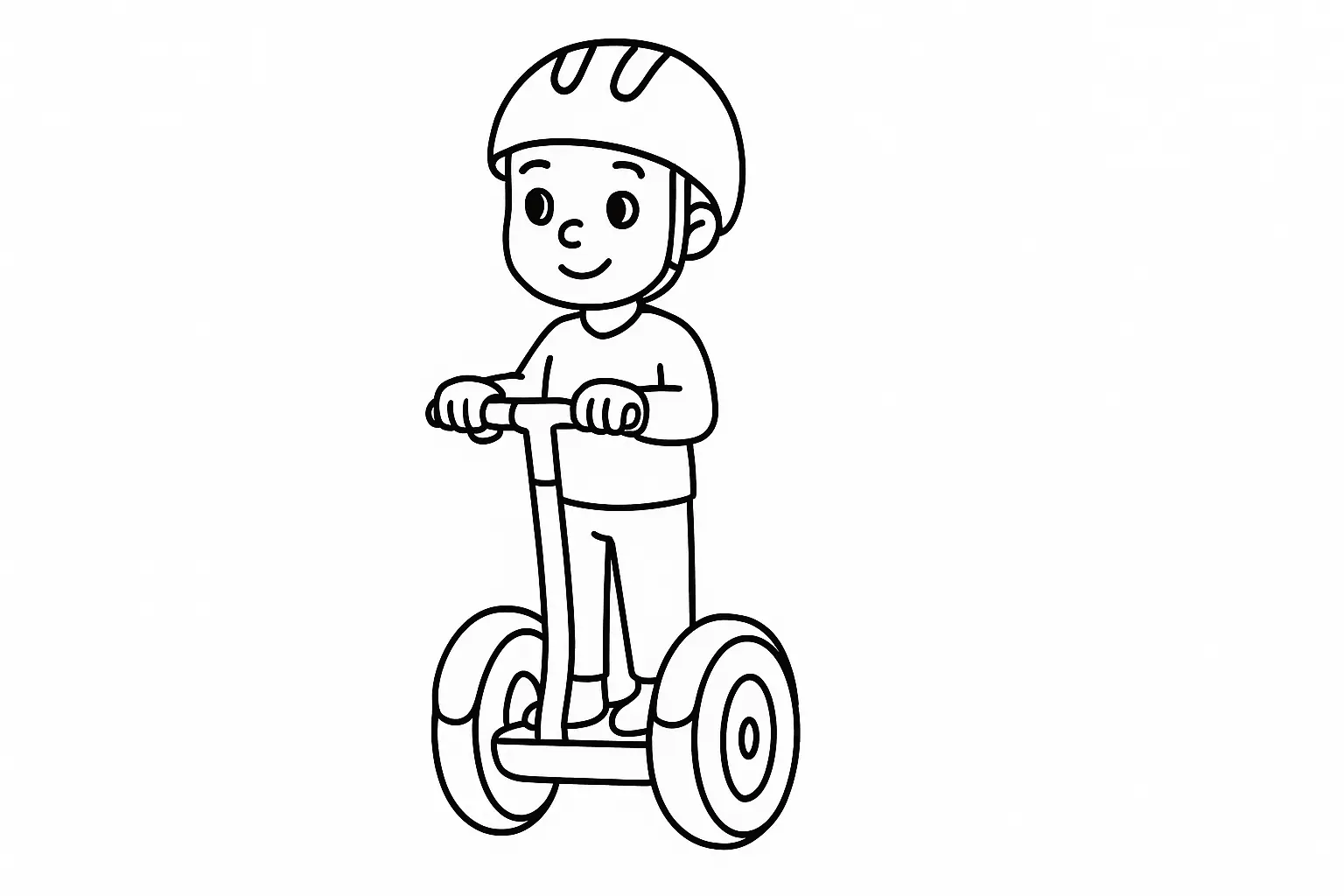 Kind mit Helm auf Segway – Ausmalbild zum Ausdrucken