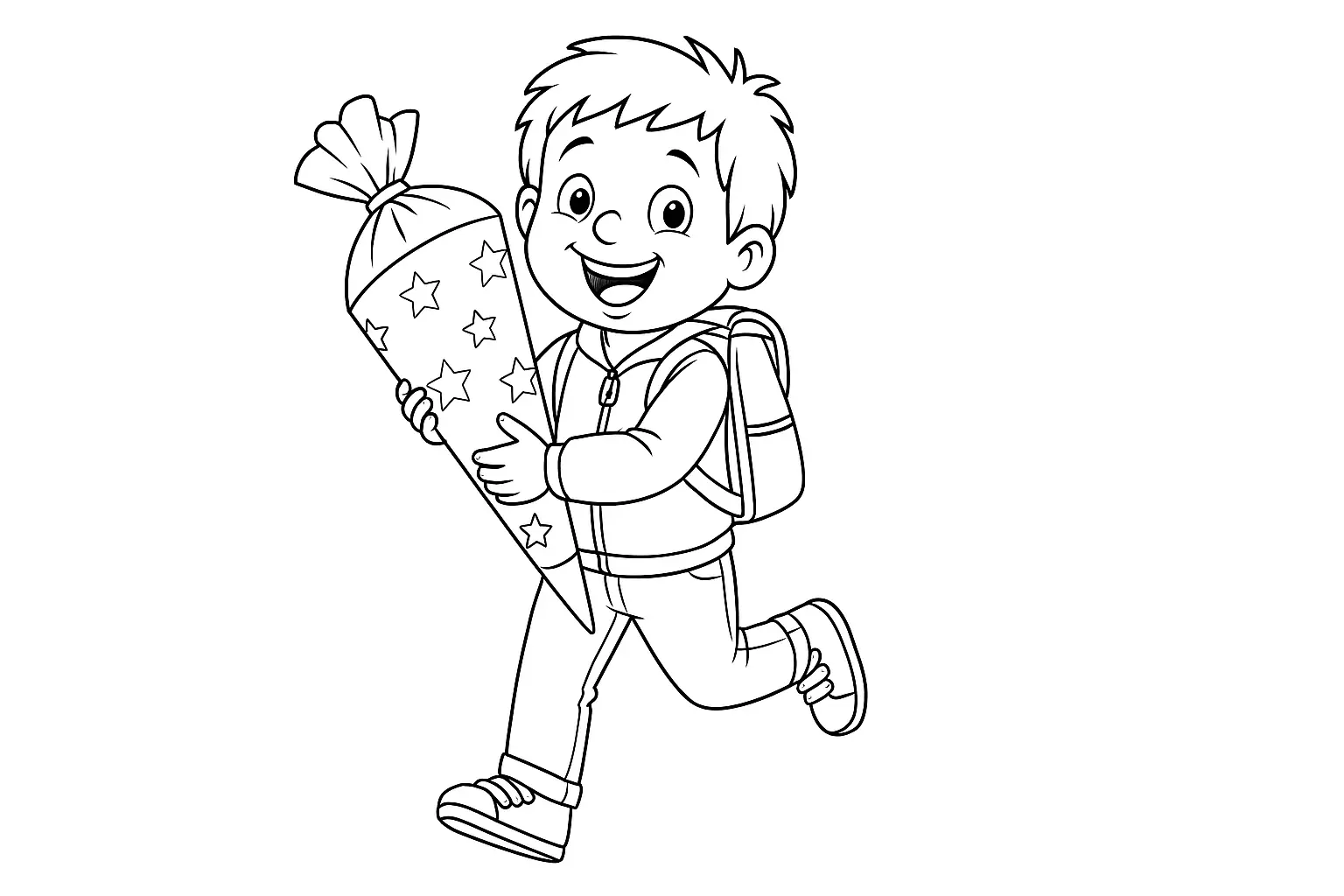 Kind und Schultüte Ausmalen