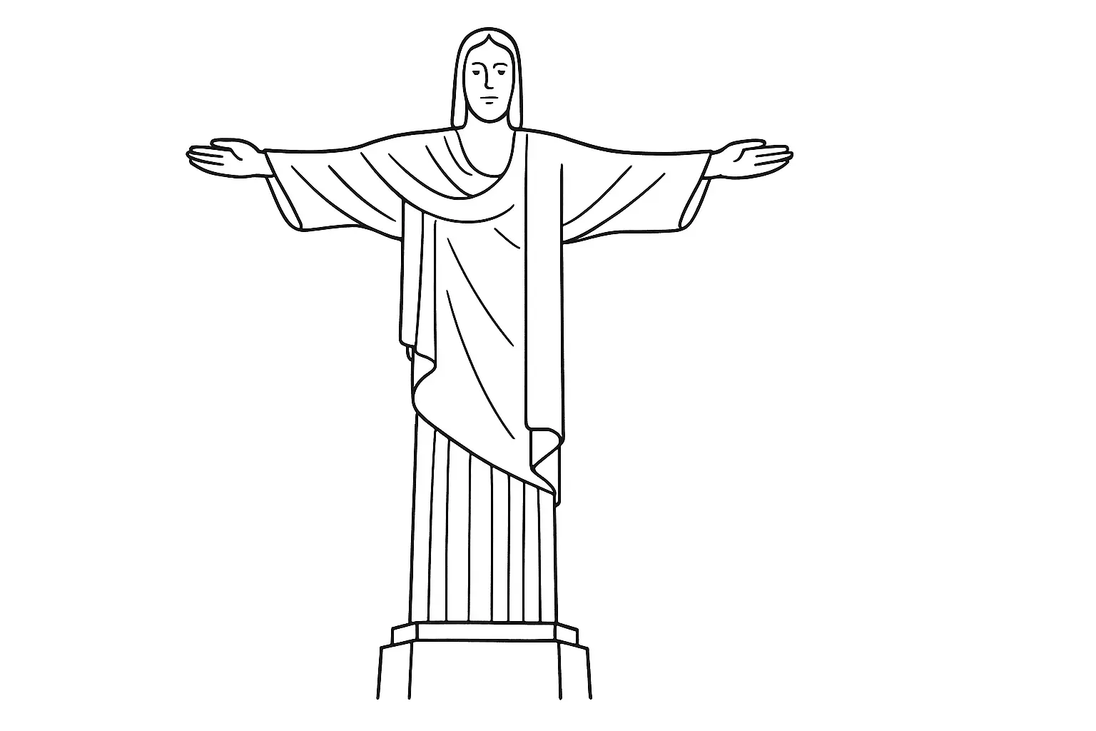 Christo Redentor Malvorlage gratis für Kinder downloaden