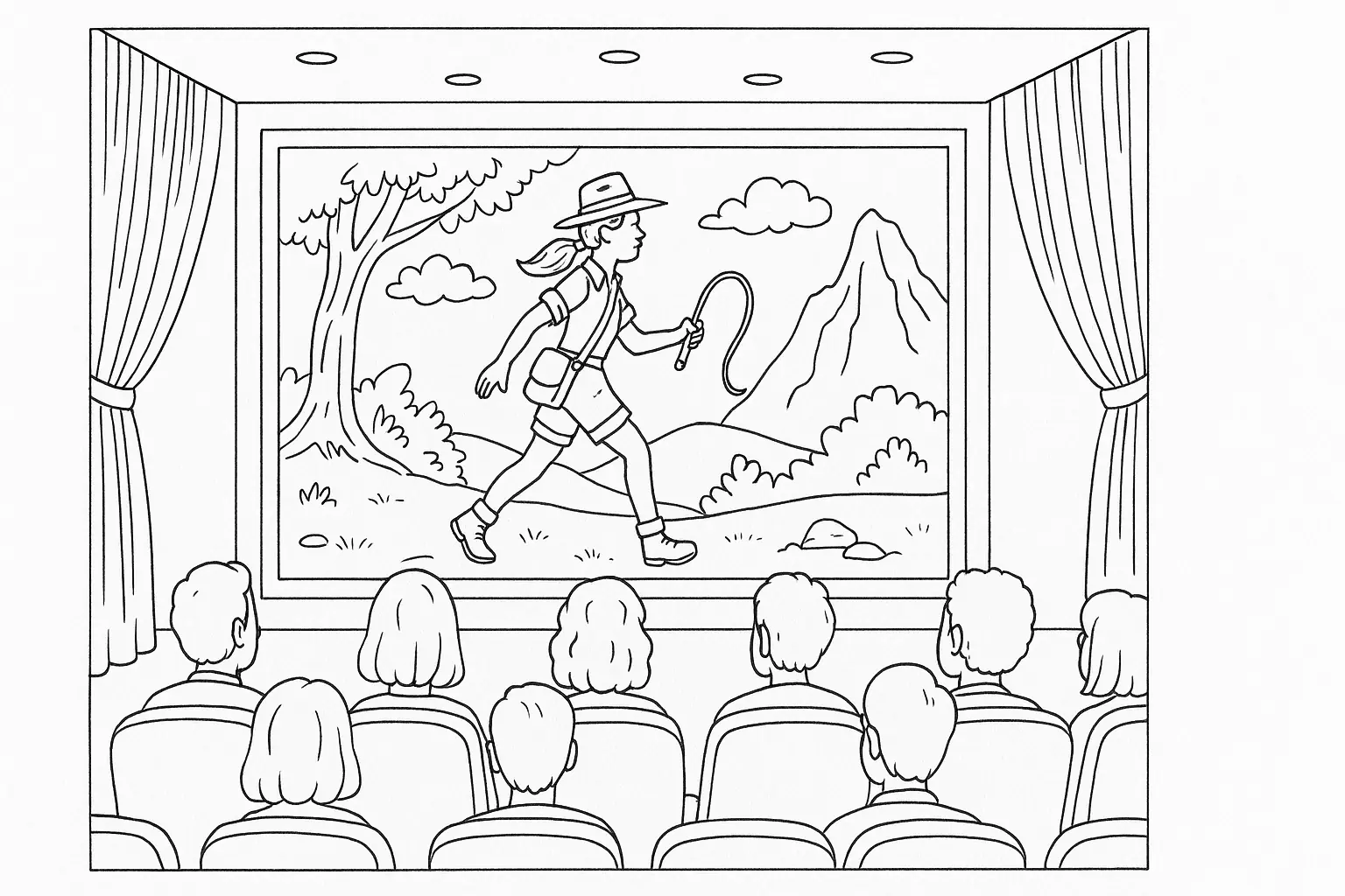Kino Malvorlage gratis – Ausmalbild für Kinder zum Ausdrucken