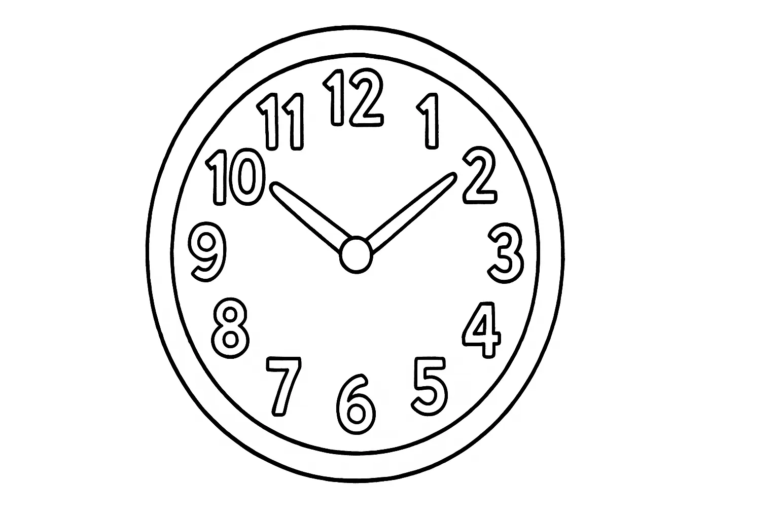 Uhr Ausmalbild: einfache Malvorlage mit Zahlen zum Ausmalen