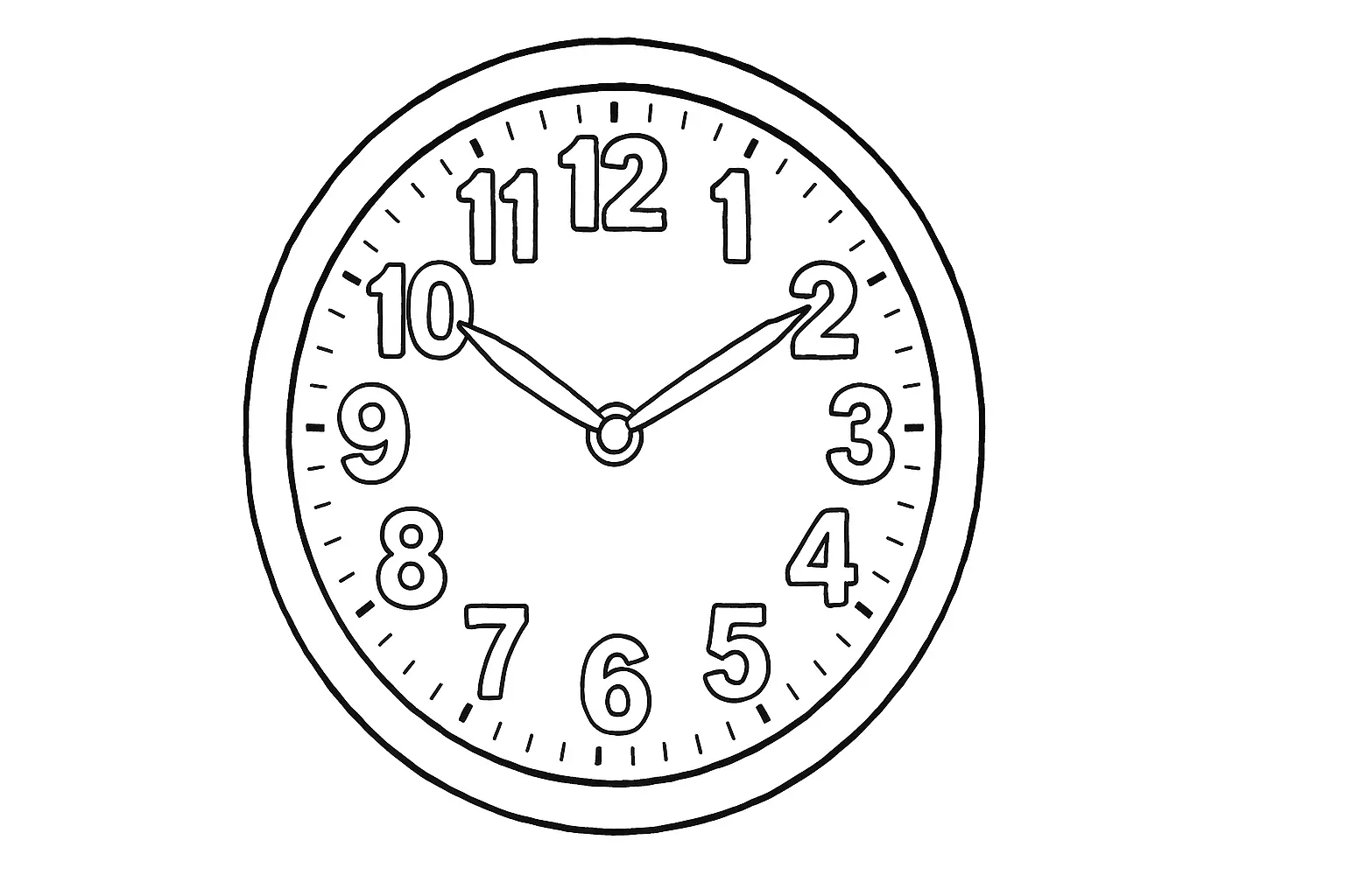 Uhr mit Zahlen zum Ausmalen