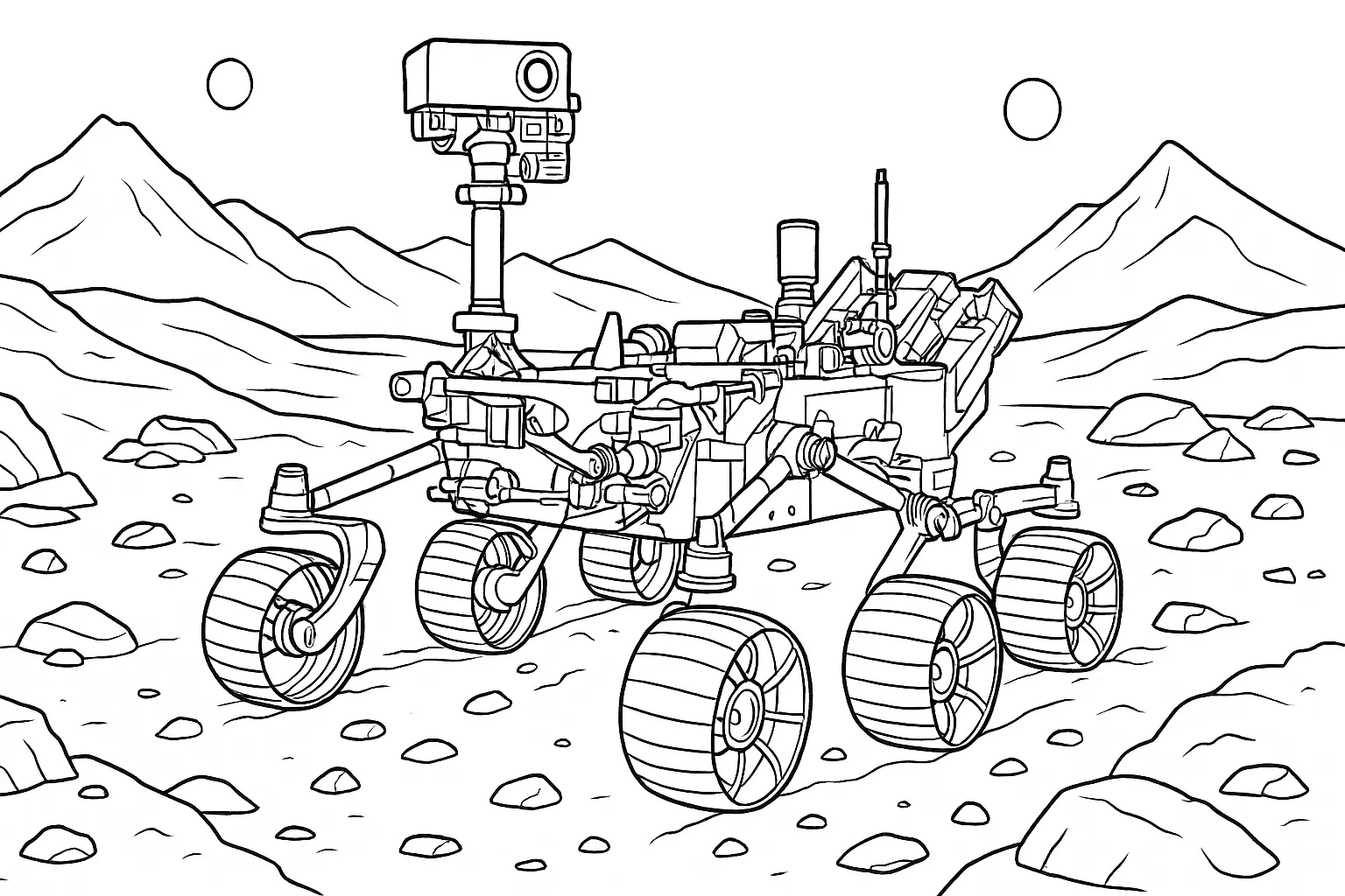 Ausmalbild Mars-Rover: Gratis Malvorlage zum Ausdrucken