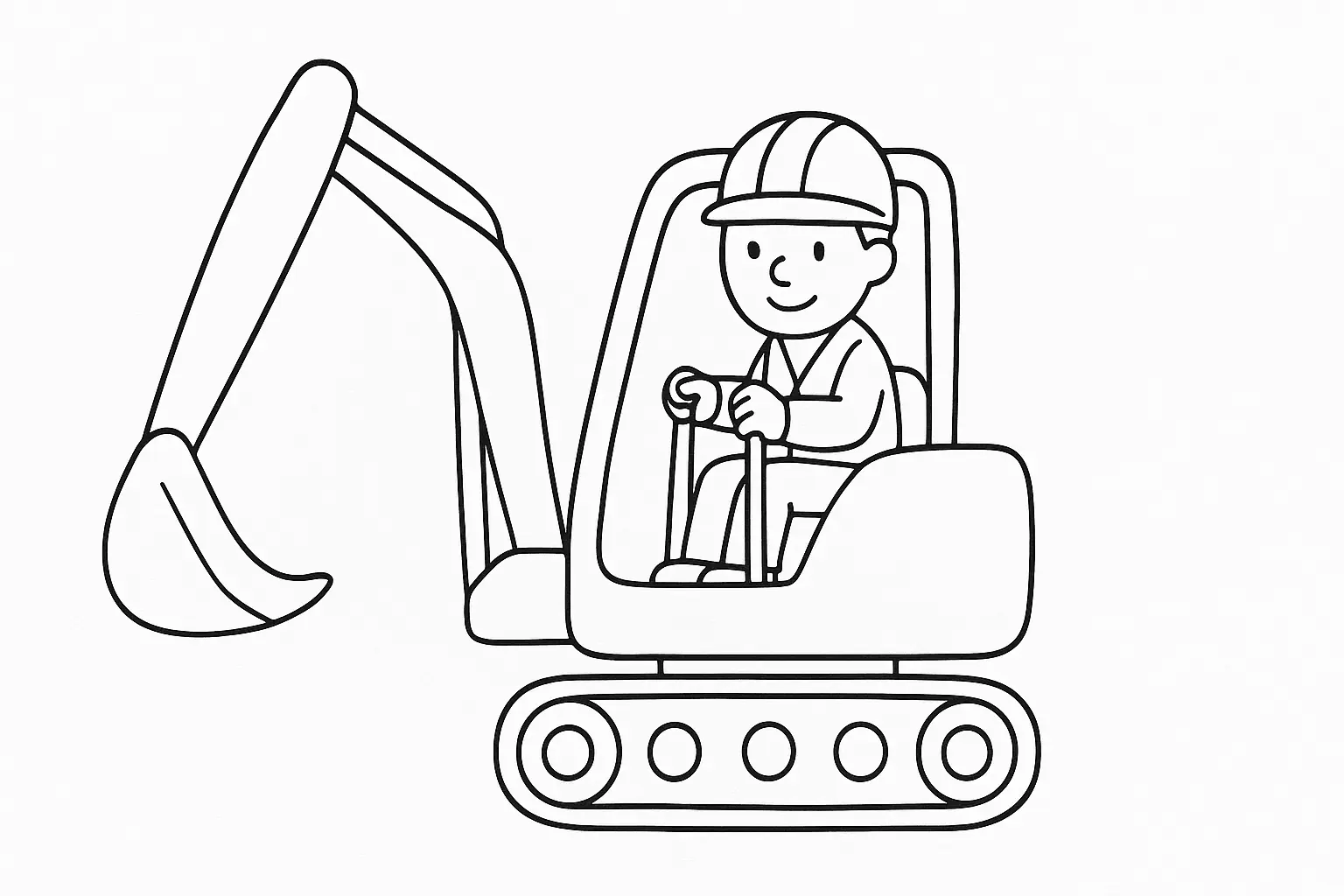 Kostenloses Bauarbeiter im Bagger Ausmalbild zum Ausdrucken
