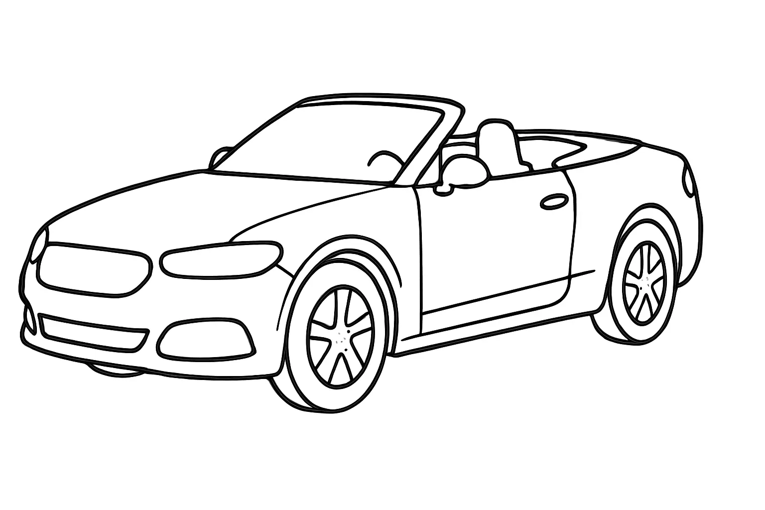 Cabrio Malvorlage – Ausmalbild für Kinder (DIN A4, PDF)