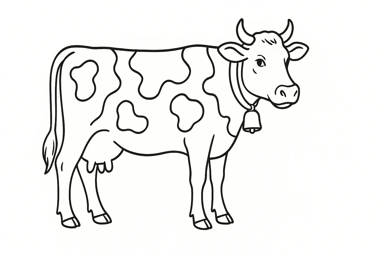 Kuh Ausmalbild kostenlos – einfache Malvorlage für Kinder