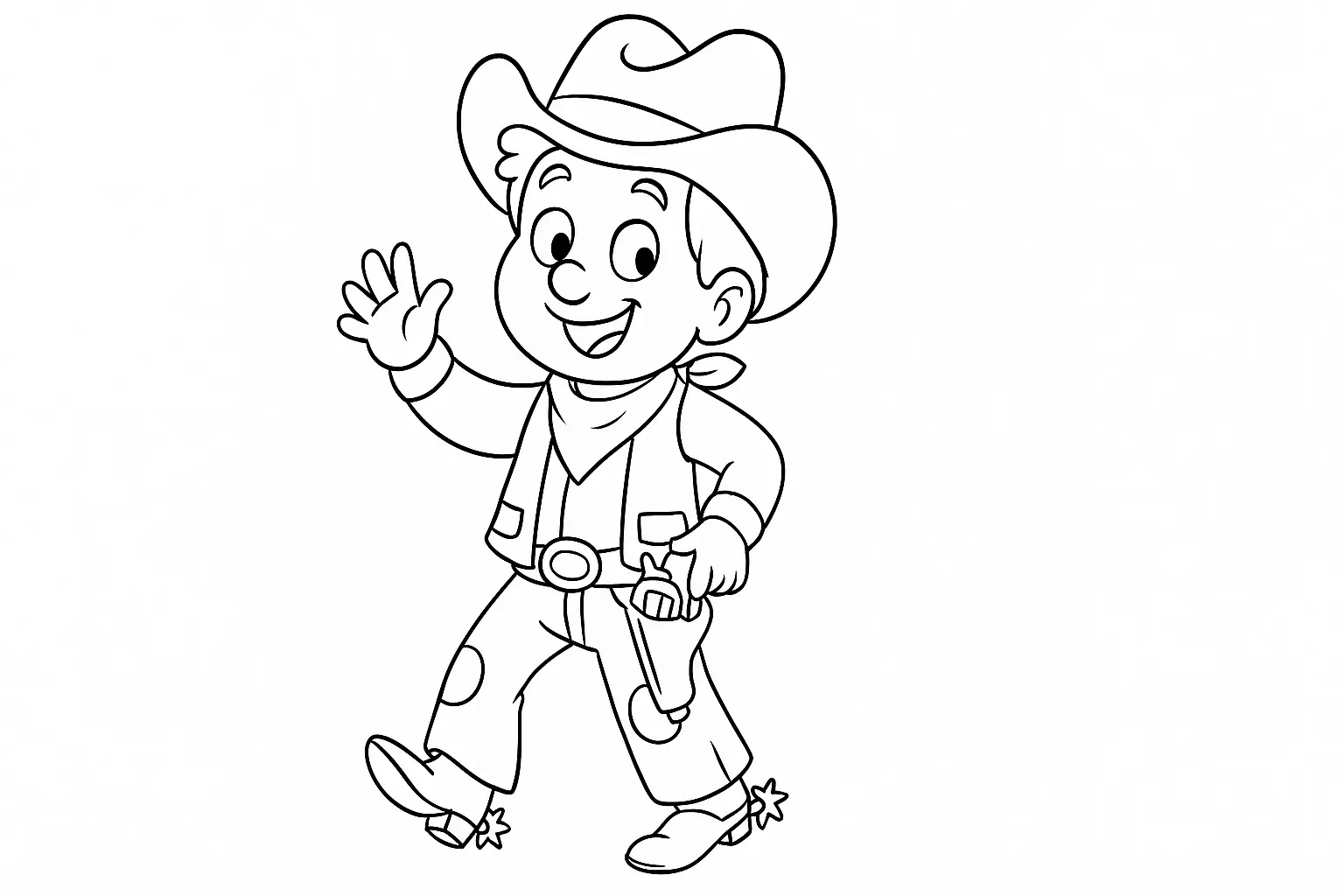 Cowboy Ausmalbild: Kinder gestalten diese Vorlage bunt