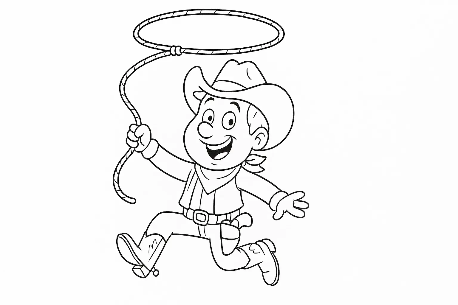 Cowboy mit Lasso Vorlage zum Ausmalen gratis herunterladen