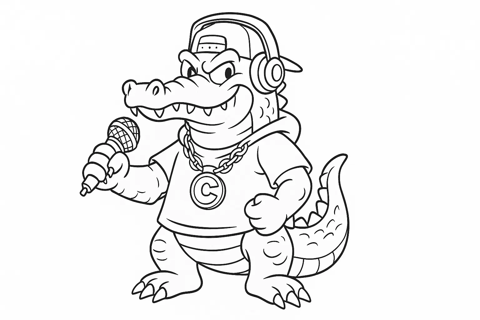 Krokodil mit Cap & Hoodie – Rapper-Tier als PDF-Motiv