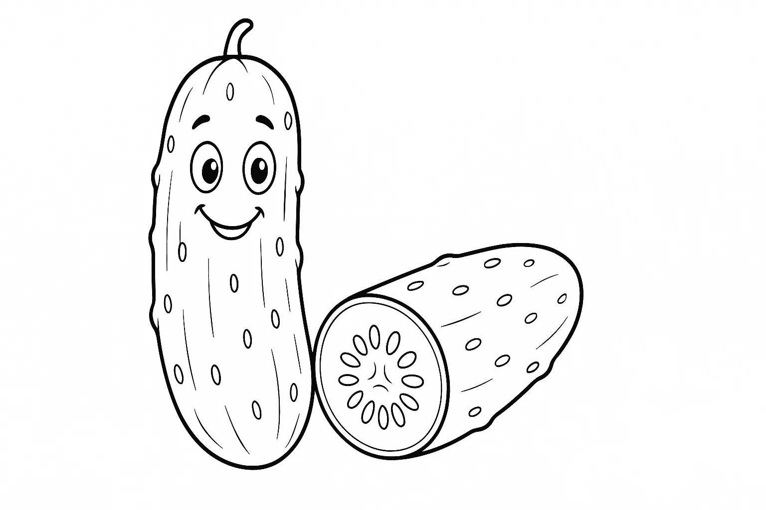 Gurke zum Ausmalen – Vorlage mit Anschnitt als PDF gratis