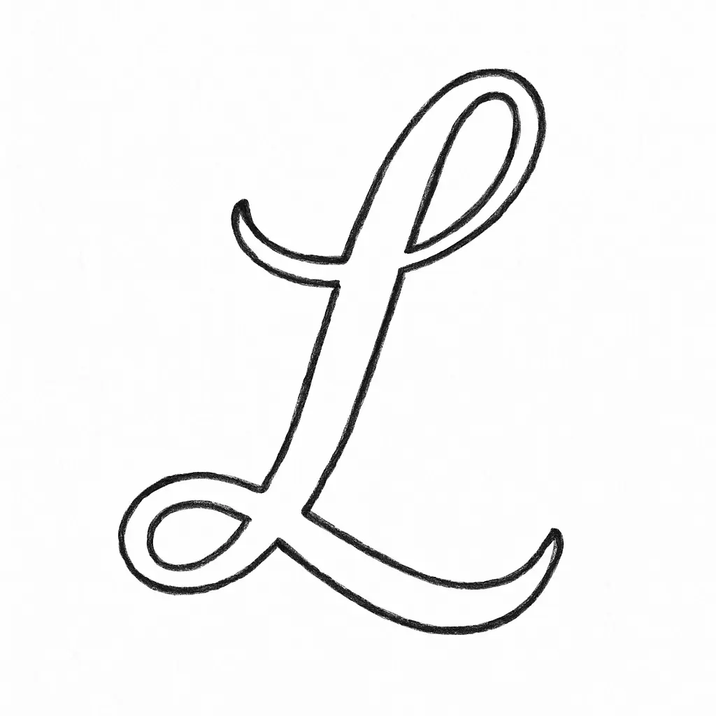 Buchstabe L in Schreibschrift – Ausmalbild als PDF