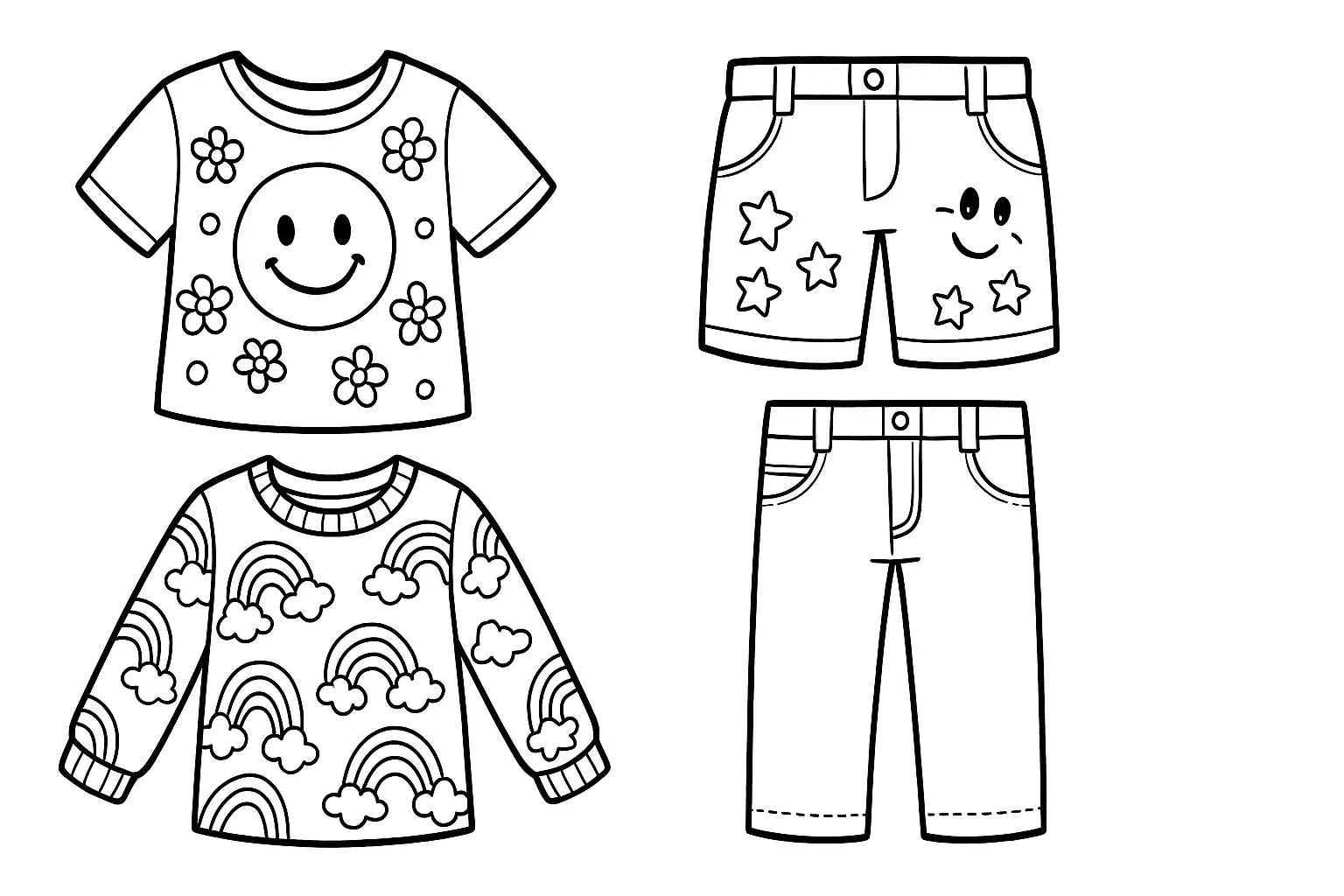 Bunte Mode gestalten – Kleidung zum Ausmalen für Kinder