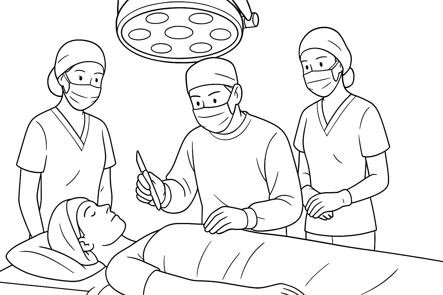 Arzt, Krankenschwestern und Patient im OP