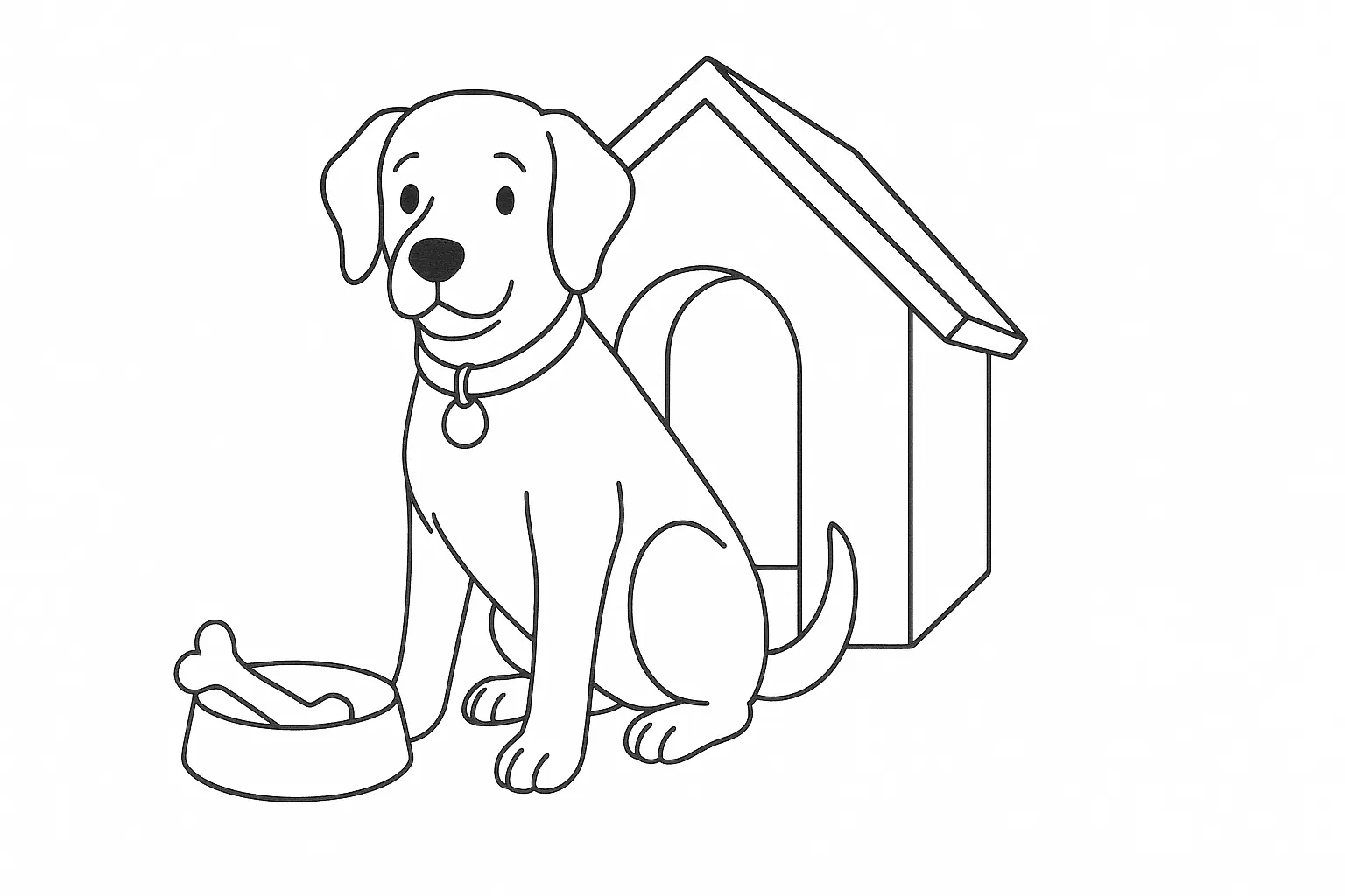 Hund Ausmalbild: Schöne Vorlage für Kinder gratis herunterladen
