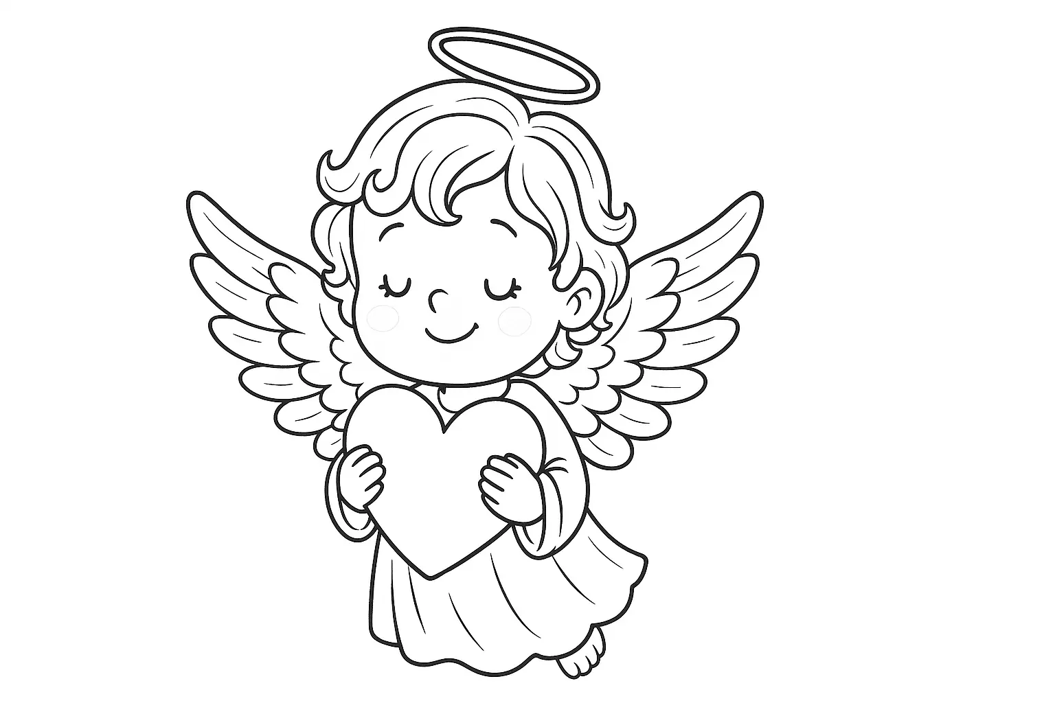 Fliegender Engel mit Herz – Ausmalbild voller Gefühl