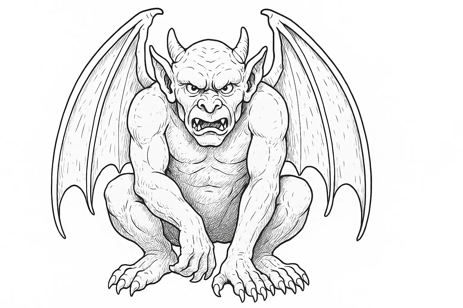 Kostenloses Gargoyle Ausmalbild – detailreiche Malvorlage