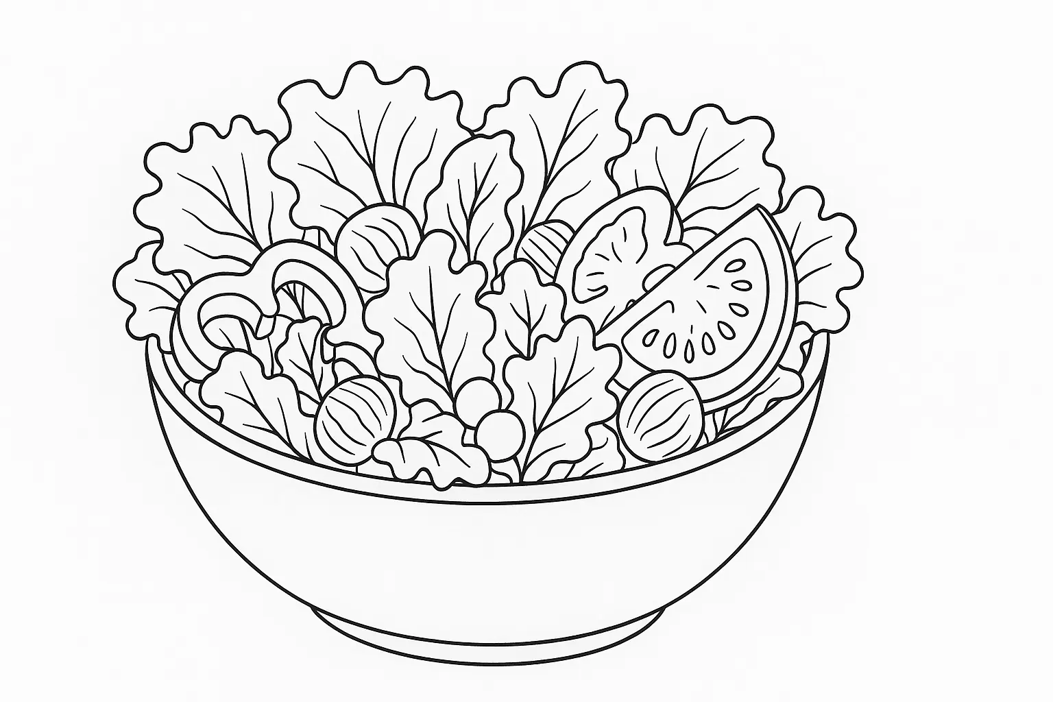 Kostenloses Salat Ausmalbild als PDF Vorlage zum Ausdrucken