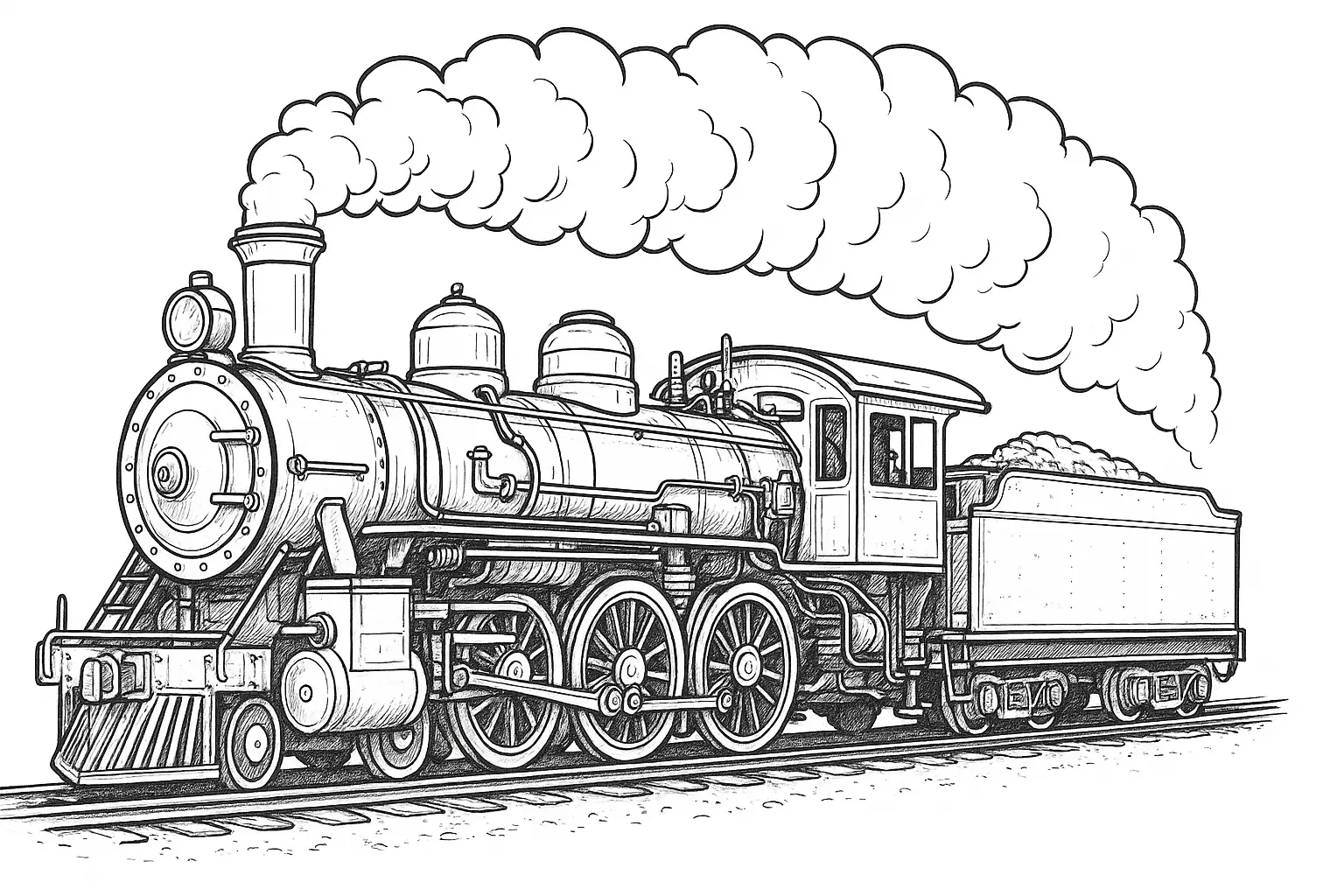 Kostenlose Dampflok Malvorlage: Ausmalbild zum Ausdrucken