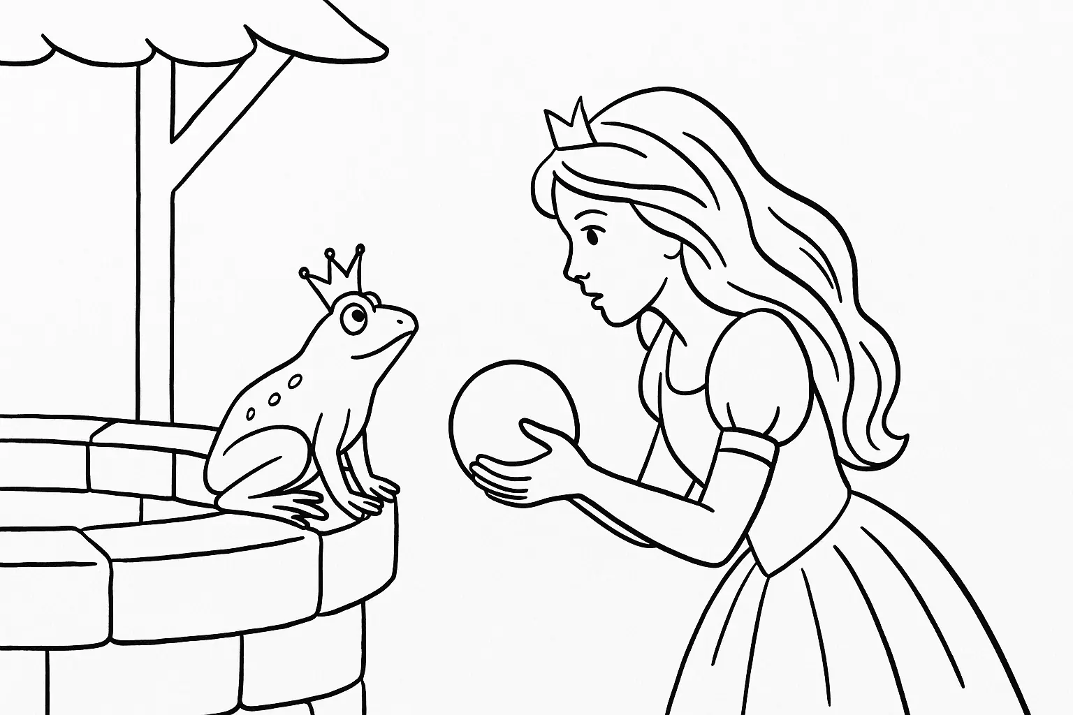 Märchenklassiker Froschkönig: Ausmalbild kostenlos drucken