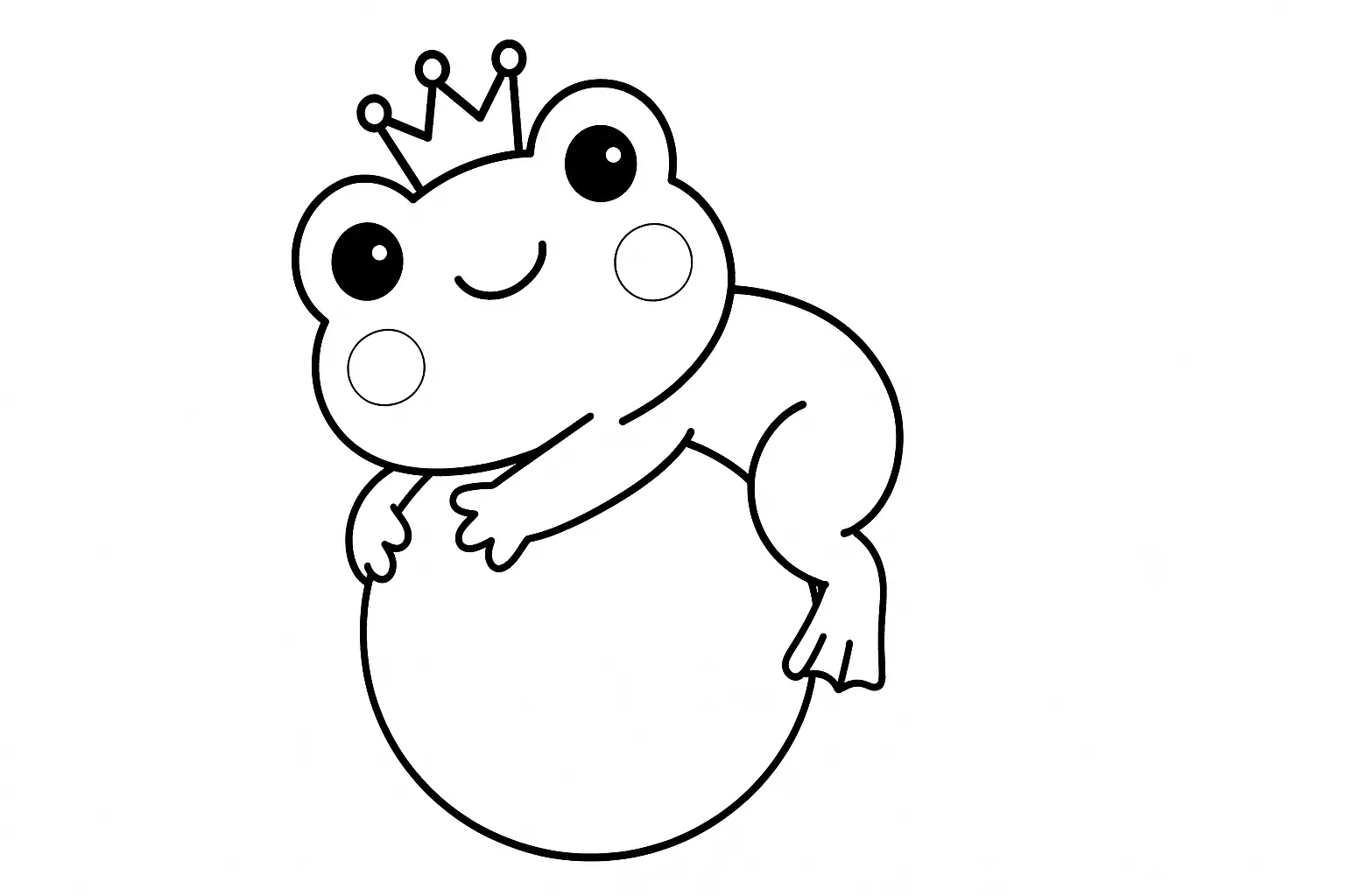 Froschkönig mit Kugel – märchenhaftes Ausmalbild als PDF