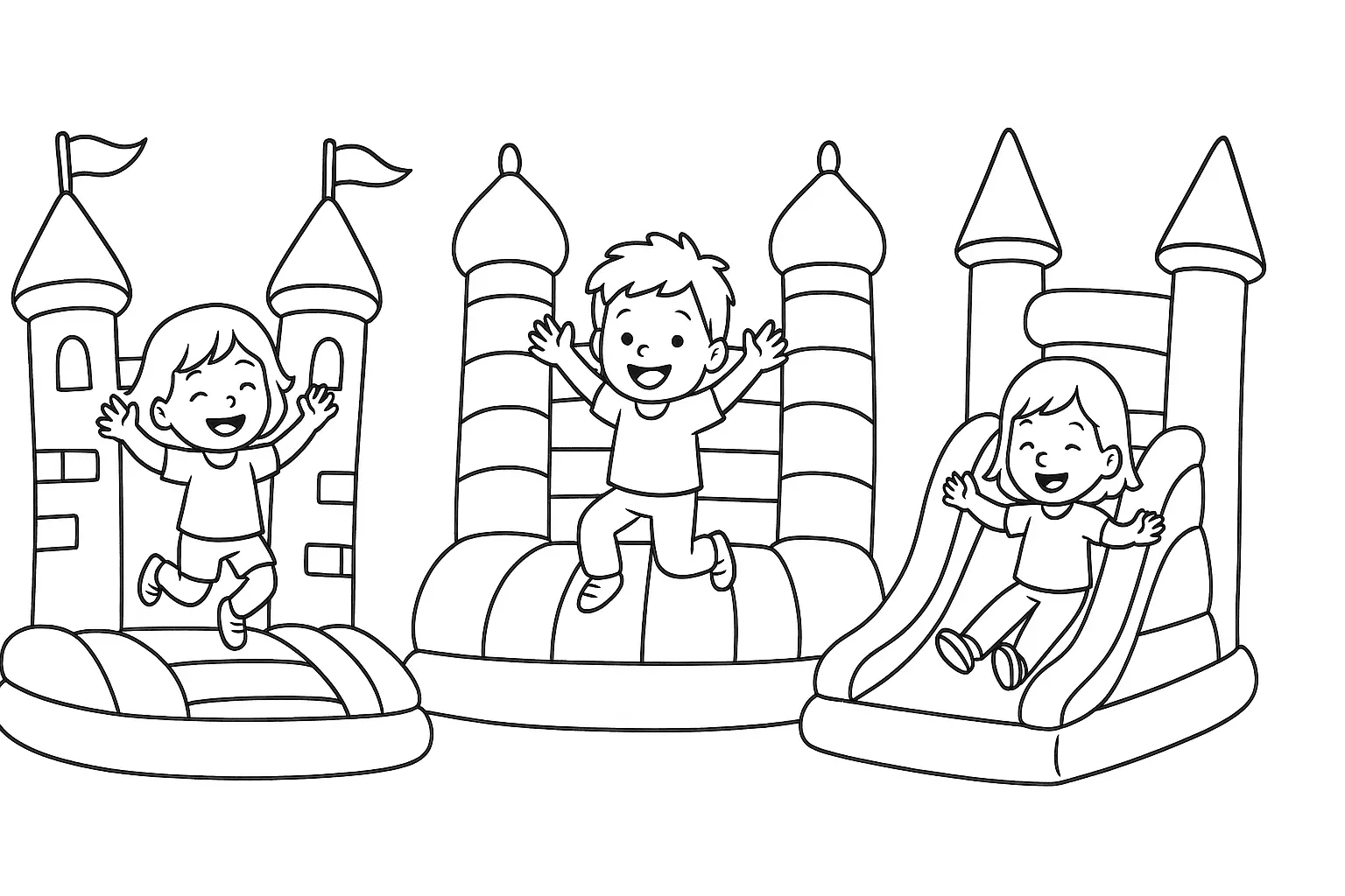 Coloriage château gonflable pour enfants – gratuit
