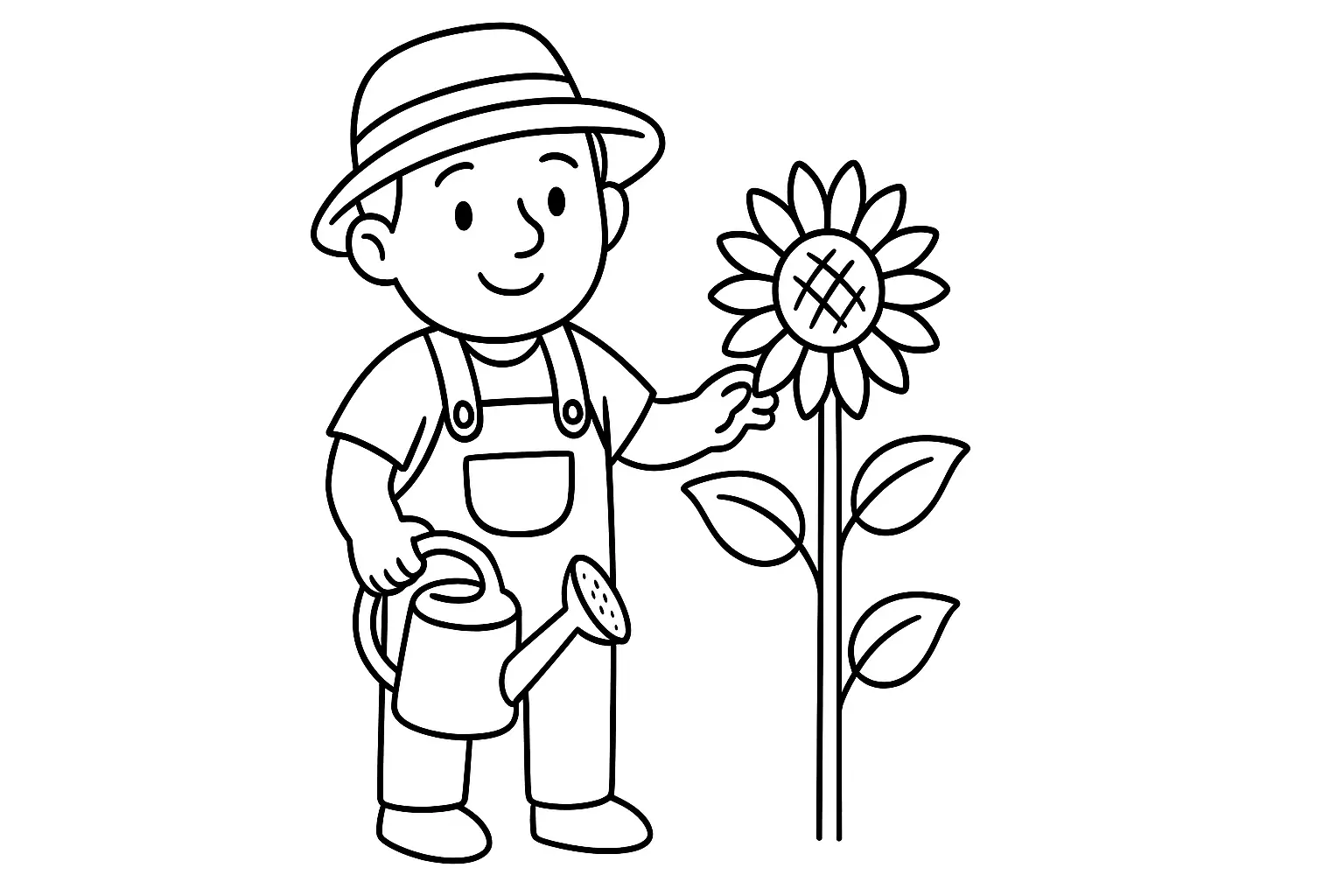 Gärtner mit Blume und Gießkanne