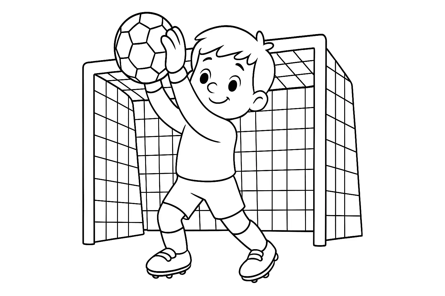 Torwart fängt den Ball im Tor