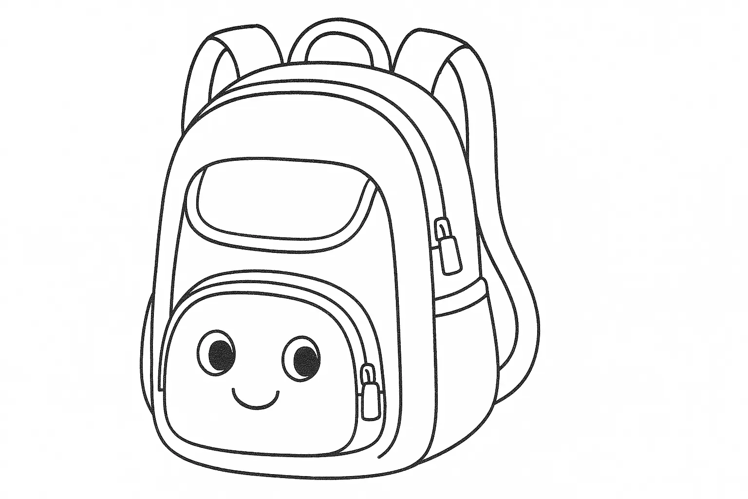 Fröhlicher Schulrucksack – Ausmalbild mit Gesicht