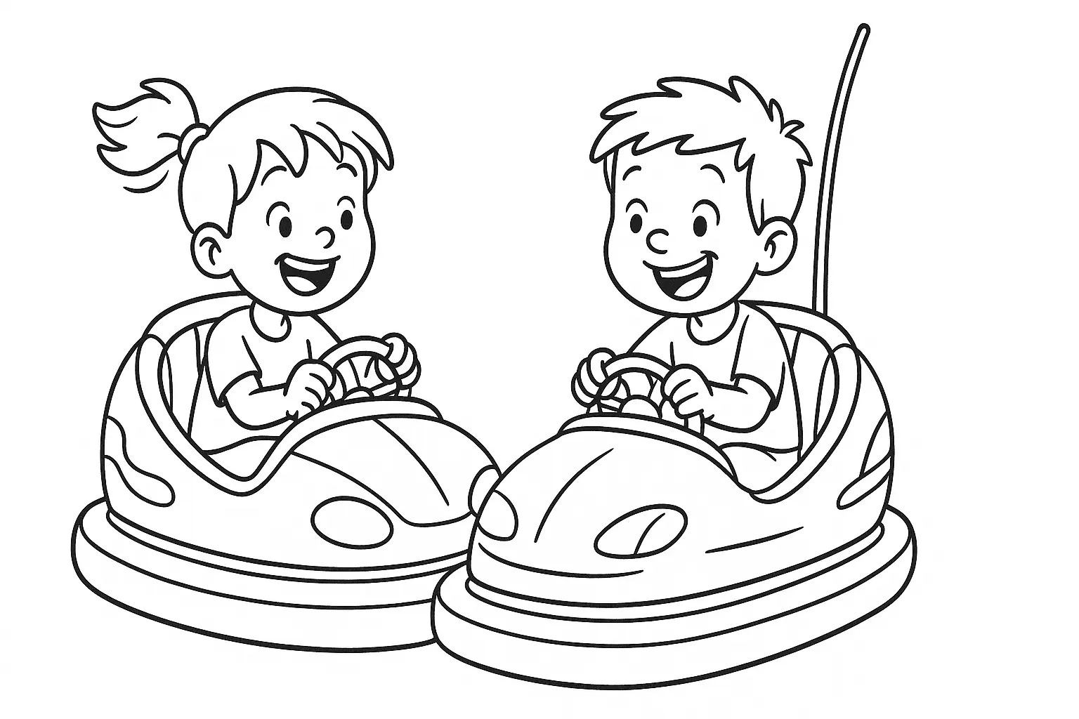 Kostenlose Malvorlage mit Kindern im Autoscooter