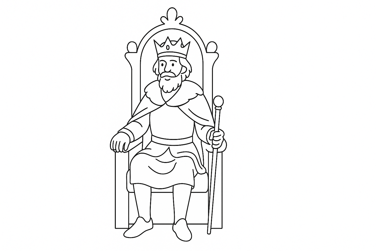 King Thrushbeard on the Throne Coloring Page – Free Template